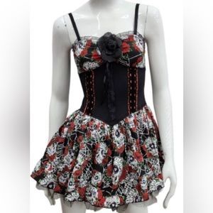 NWT Day of the Dead Black and Red Skull Dress- Size Medium